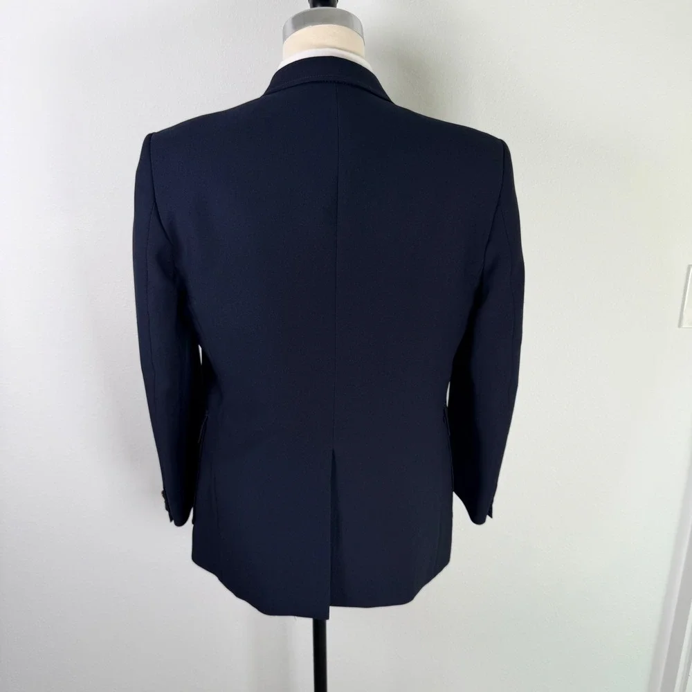 Vintage Haggar Mens Navy Blue Two Button Blazer Sport Coat Jacket 44S Washable